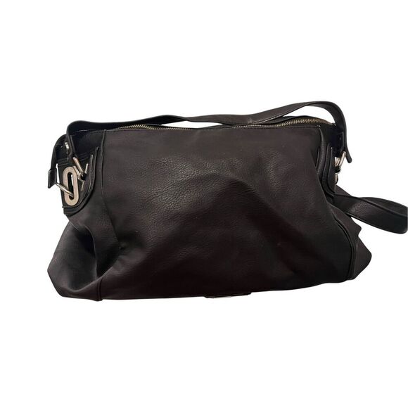 Steve Madden Big Black Purse , roomy good condition some wear - Picture 2 of 15